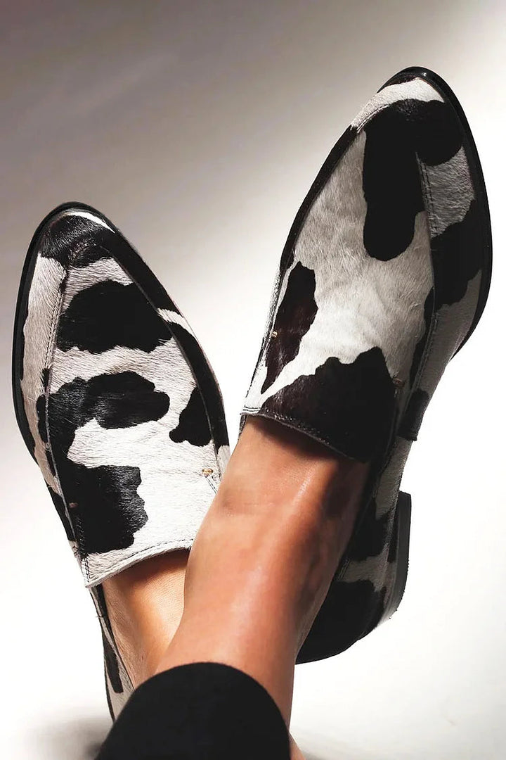 Becca - Cow Print Slip-Ons