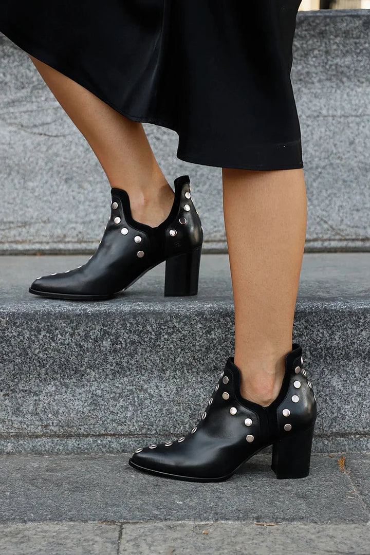 Giselle - Studded Ankle Boot With Wide Heel