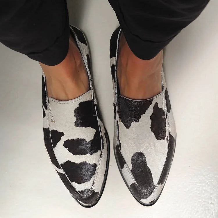 Becca - Cow Print Slip-Ons