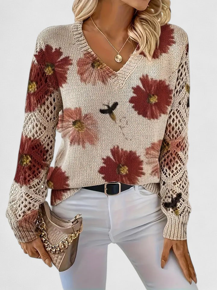 Aurélie | Elegant Floral Knit Sweater