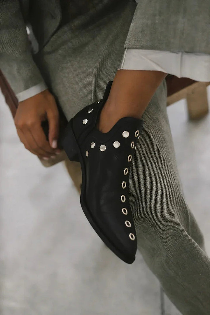 Brenda - Pointed Studded Ankle Boot