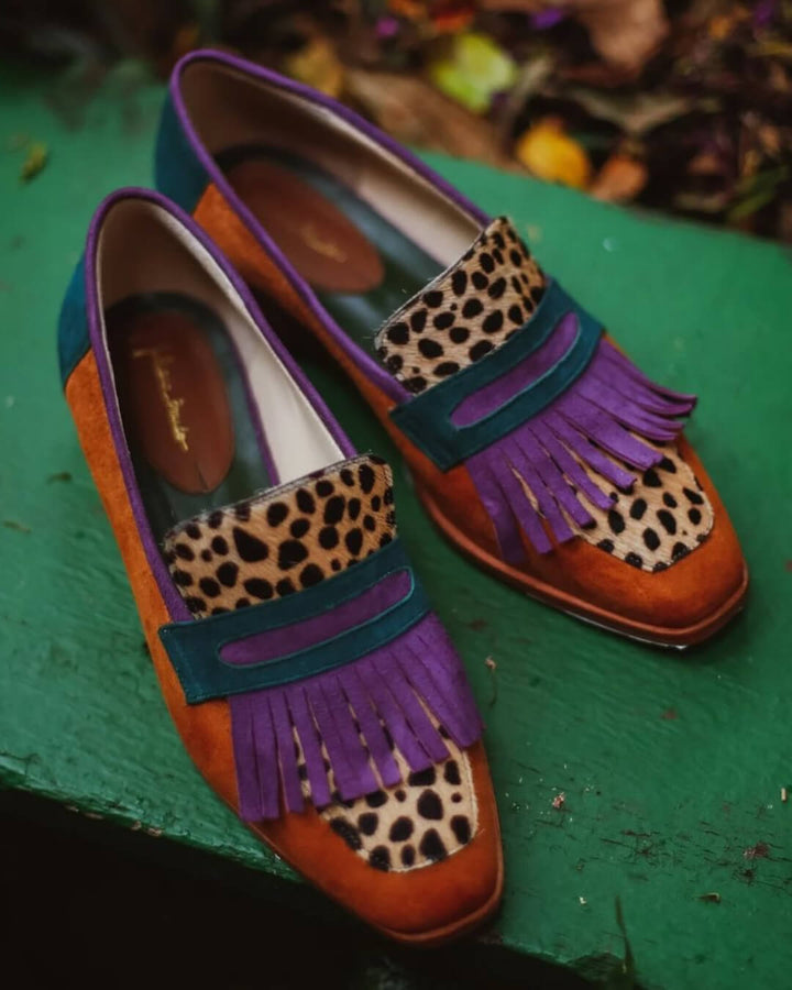 Hallie - Loafer With Fringes And Animal Print