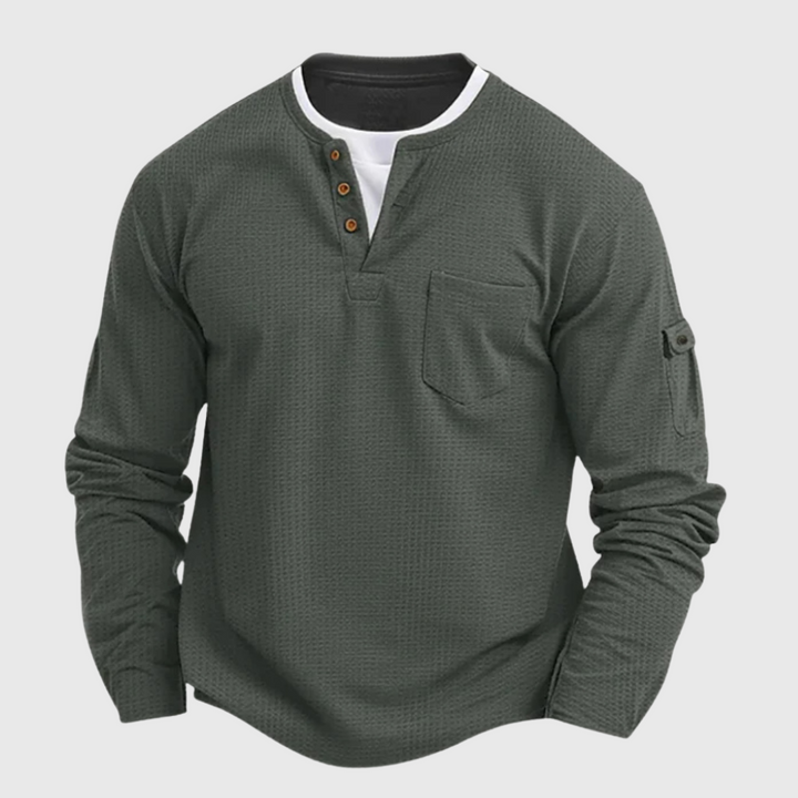 Harrison™ | Men’s Long-Sleeve Waffle-Cotton Shirt