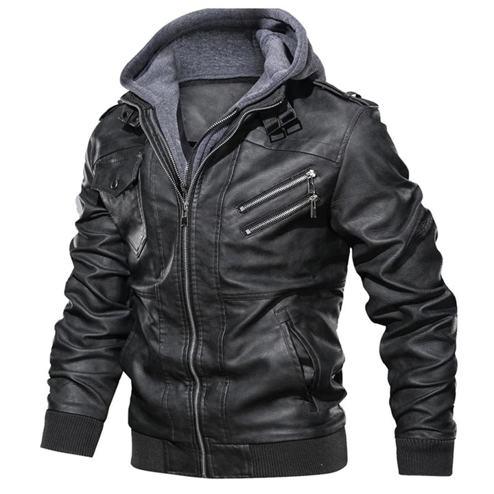 Jacob - Men's Leather Jacket with Hood