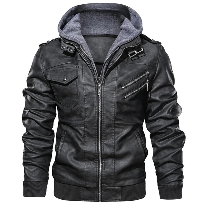 Jacob - Men's Leather Jacket with Hood
