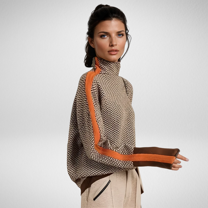 Clemence | Turtleneck sweater with contrasting stripes