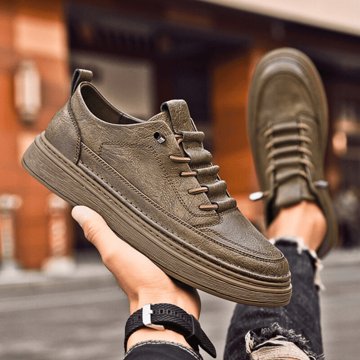Vulcanized Genuine Leather Sneakers