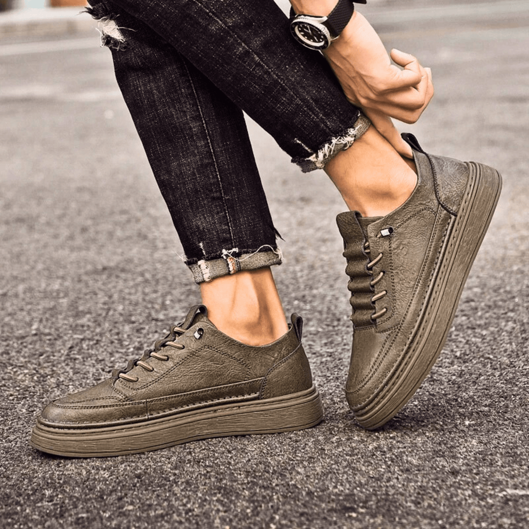 Vulcanized Genuine Leather Sneakers