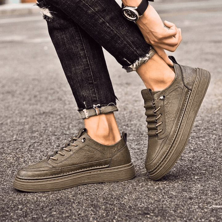 Vulcanized Genuine Leather Sneakers
